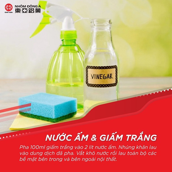 Sử dụng giấm để vệ sinh cửa nhôm